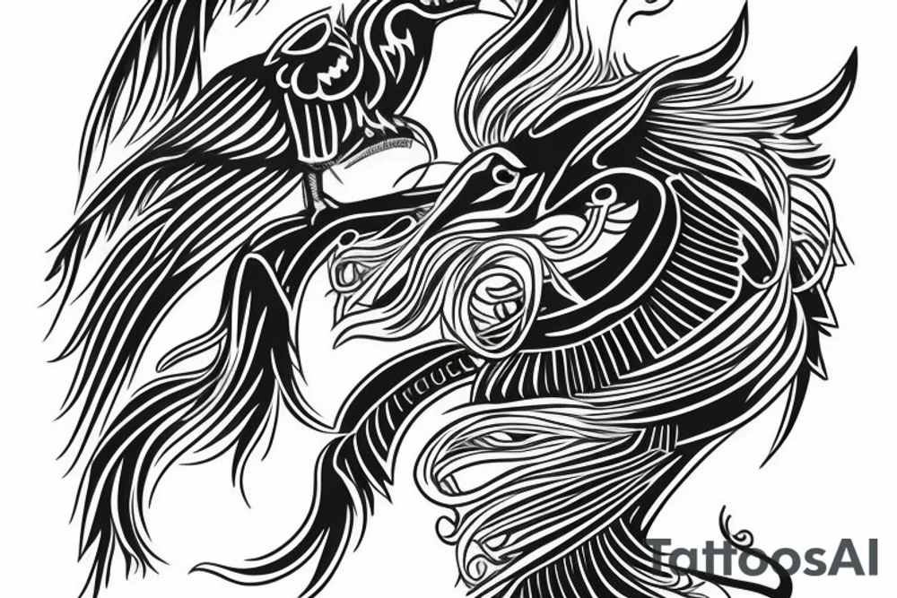 Horseshoe and a black crow tattoo idea