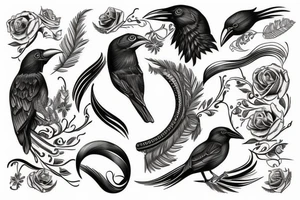 horseshoe with black crow tattoo idea