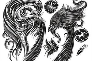 horseshoe with black crow tattoo idea