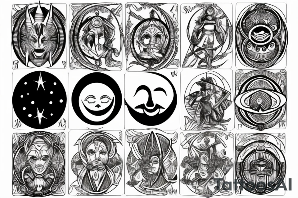 tarot card sun and moon tattoo idea