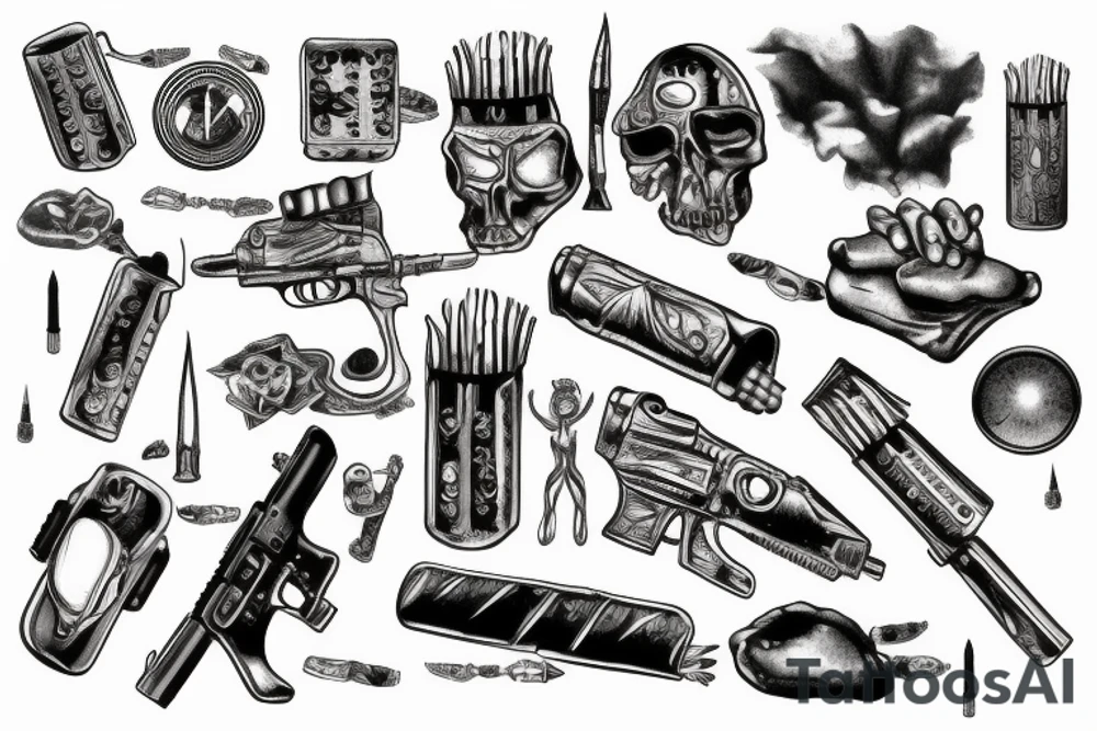 cocaine metal and bullets tattoo idea