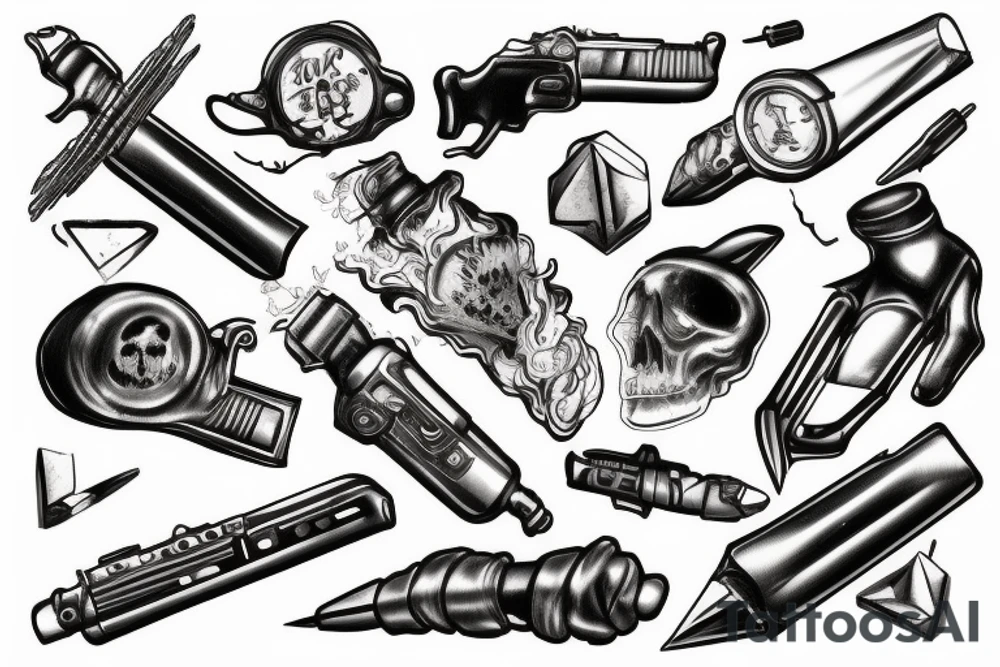 cocaine metal and bullets tattoo idea