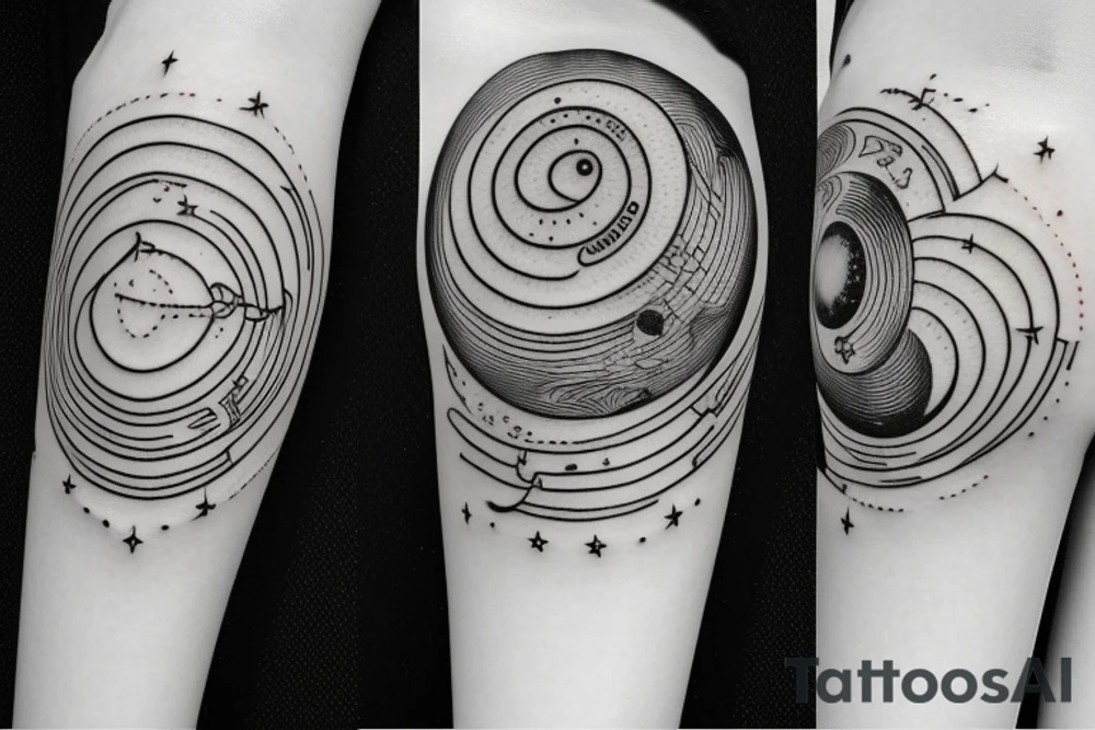 solar system with woman tattoo idea