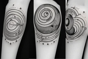 solar system with woman tattoo idea