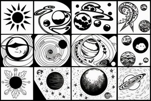solar system with woman tattoo idea