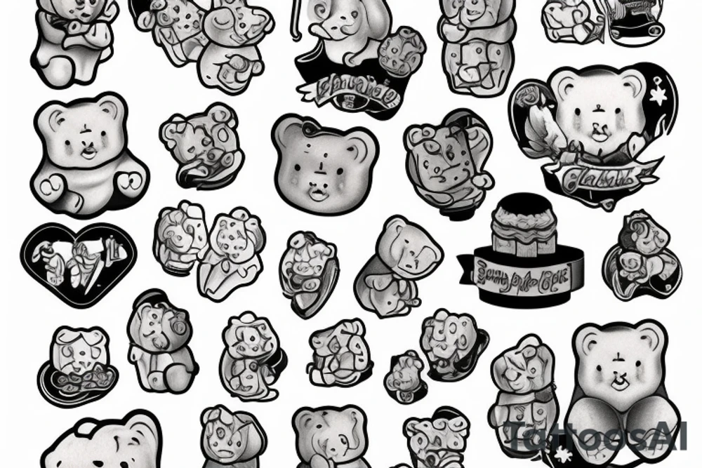 Grandma, gummy bear, angel, san fransisco tattoo idea