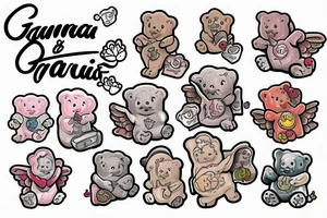 Grandma, gummy bear, angel, san fransisco tattoo idea
