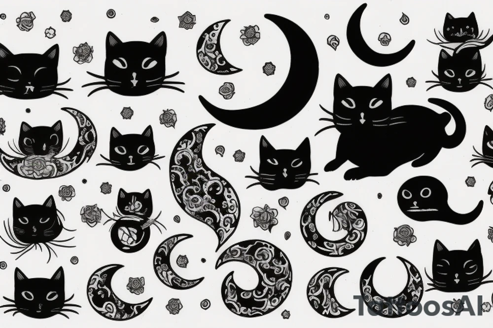The black cat and the moon tattoo idea
