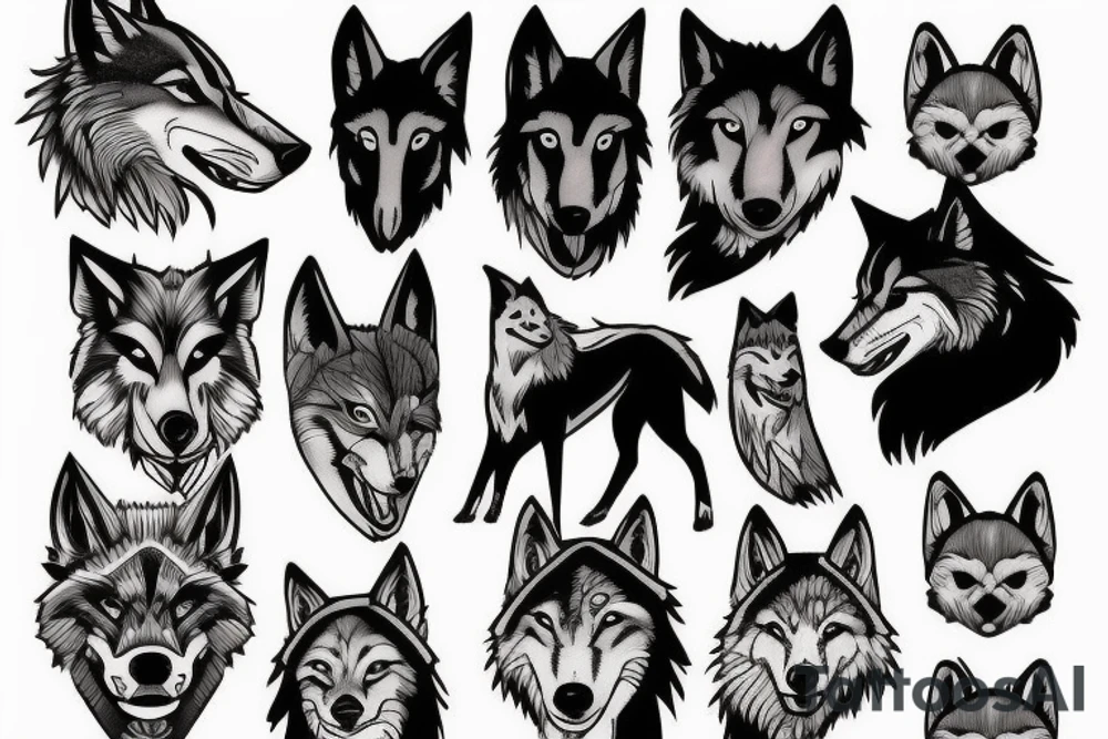 Boarder colie mixed with wolf tattoo idea