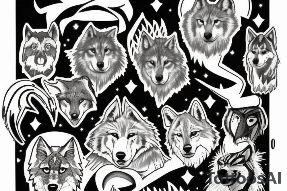 Boarder colie mixed with wolf tattoo idea