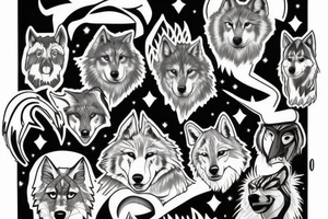 Boarder colie mixed with wolf tattoo idea