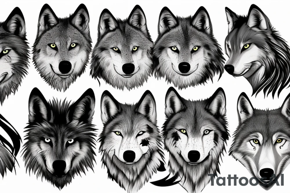 Boarder colie mixed with wolf tattoo idea
