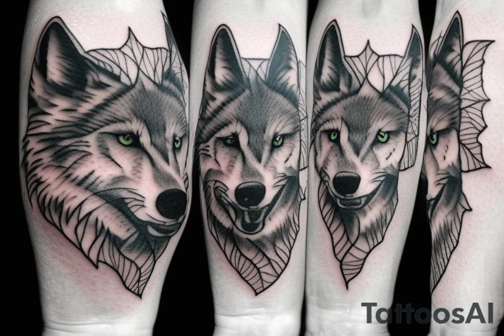 Boarder colie mixed with wolf tattoo idea