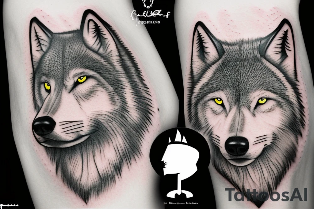 Half Boarder colie half wolf tattoo idea