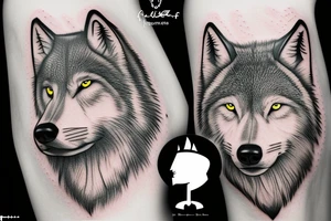 Half Boarder colie half wolf tattoo idea