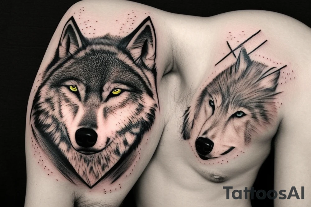 Half Boarder colie half wolf tattoo idea