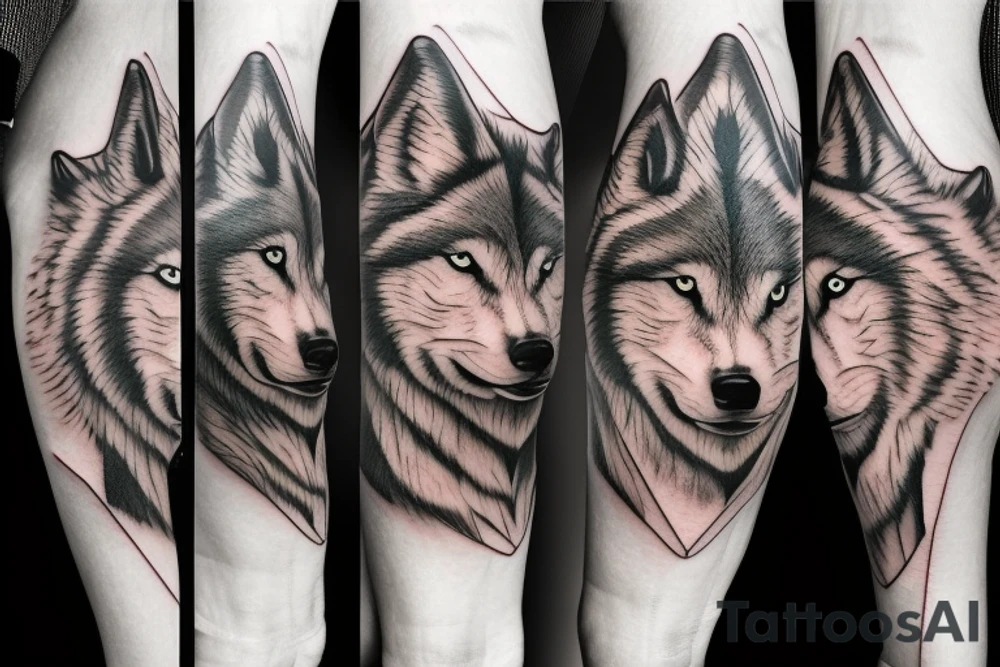 Half Boarder colie half wolf tattoo idea