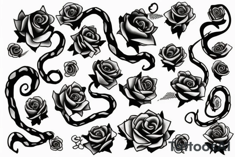 A shadow snake that wraps  around my arm that has roses tattoo idea