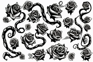 A shadow snake that wraps  around my arm that has roses tattoo idea