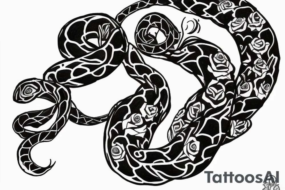 A shadow snake that wraps  around my arm that has roses tattoo idea