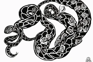 A shadow snake that wraps  around my arm that has roses tattoo idea