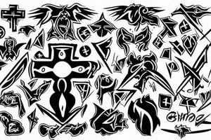 Shadow demonic  symbol with a cross tattoo idea