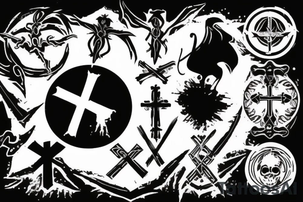 Shadow demonic  symbol with a cross tattoo idea