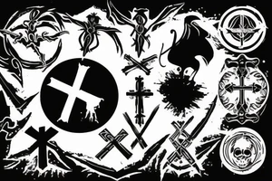 Shadow demonic  symbol with a cross tattoo idea