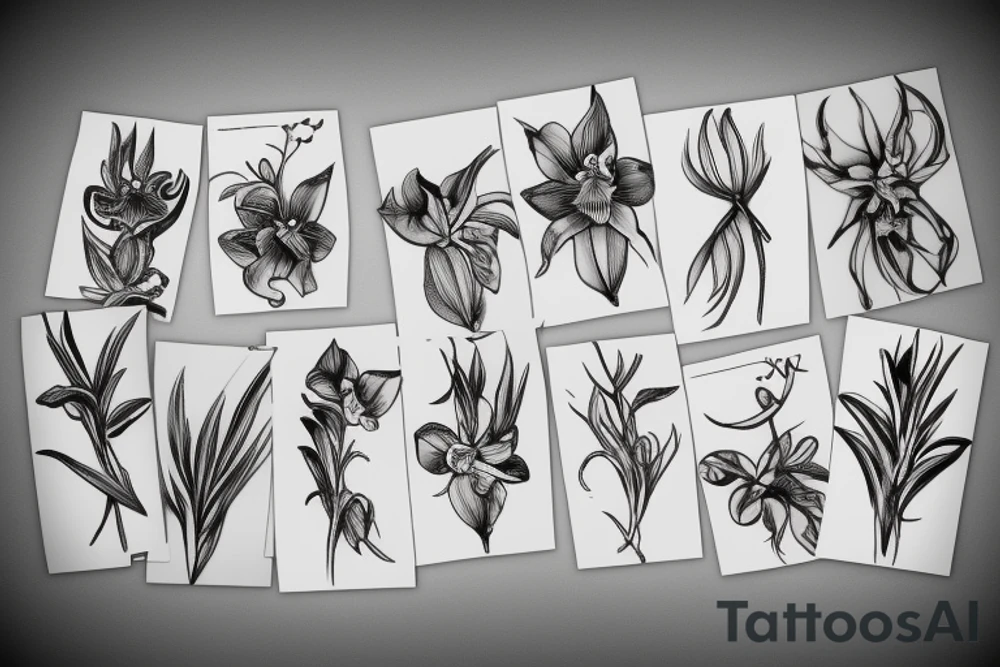 single orchid and stem tattoo idea