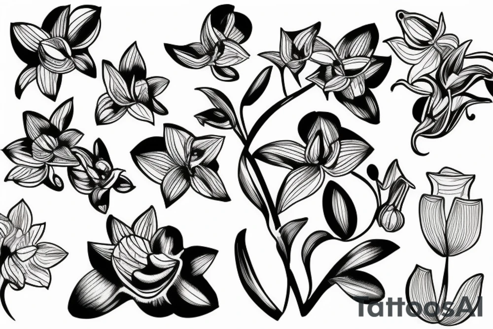 single orchid and stem tattoo idea