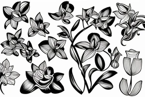 single orchid and stem tattoo idea