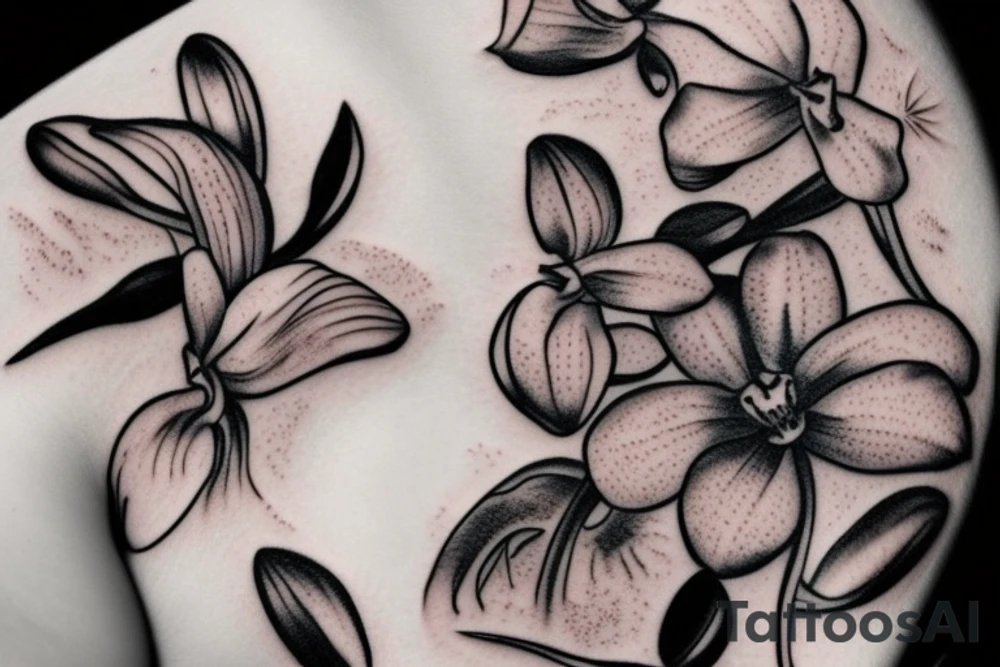 single orchid and stem tattoo idea