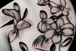 single orchid and stem tattoo idea
