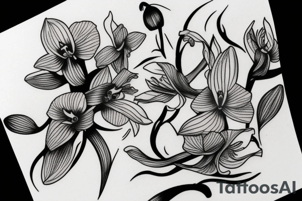 single orchid and stem tattoo idea