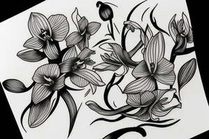 single orchid and stem tattoo idea