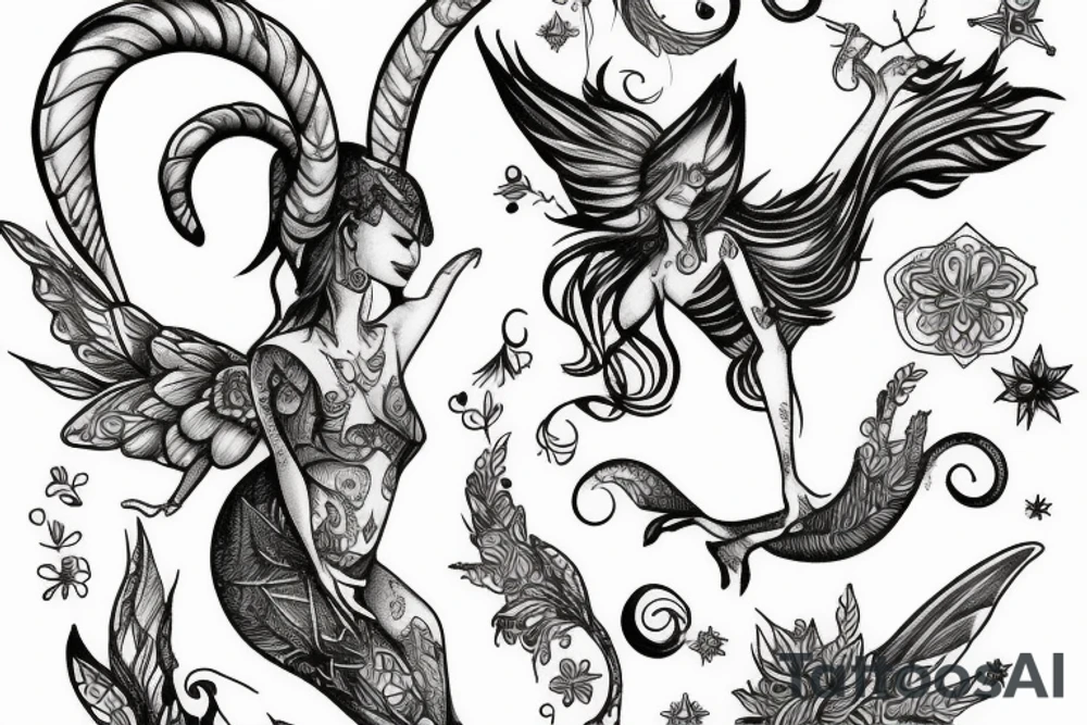 december capricorn fairy tattoo idea