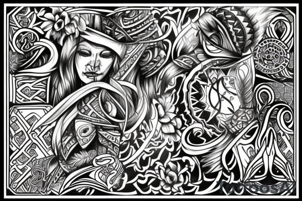 Fantasy tribal design tattoo idea