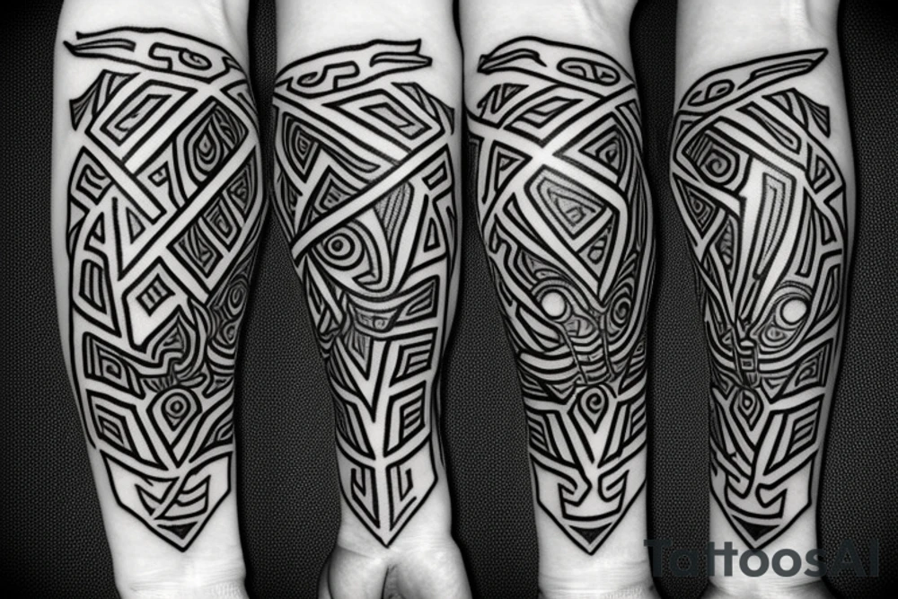fantasy tribal Cyber sigil on the forearm tattoo idea