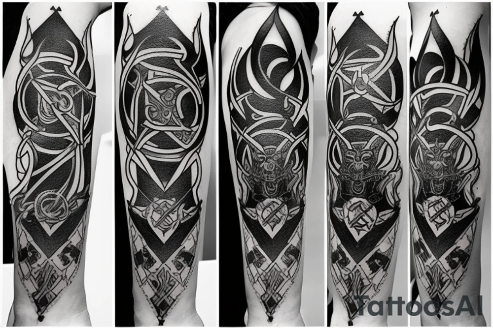 fantasy Cyber sigil on the forearm with demon summoning circle tattoo idea