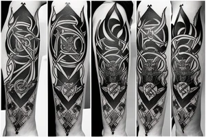 fantasy Cyber sigil on the forearm with demon summoning circle tattoo idea