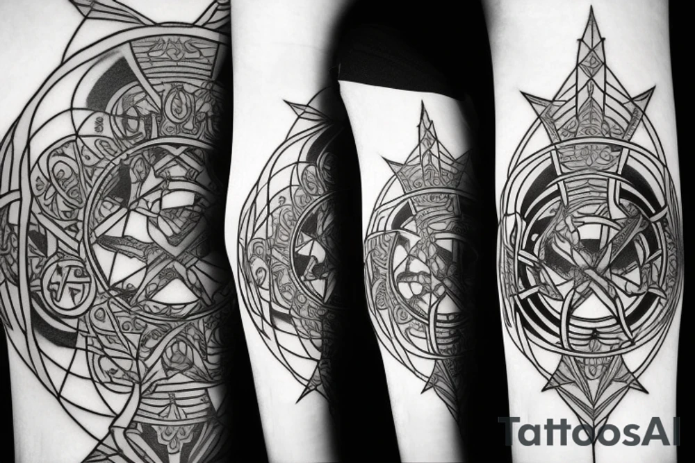 fantasy Cyber sigil on the forearm with demon summoning circle tattoo idea