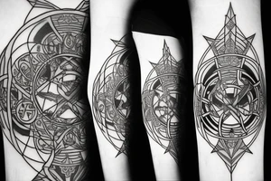fantasy Cyber sigil on the forearm with demon summoning circle tattoo idea