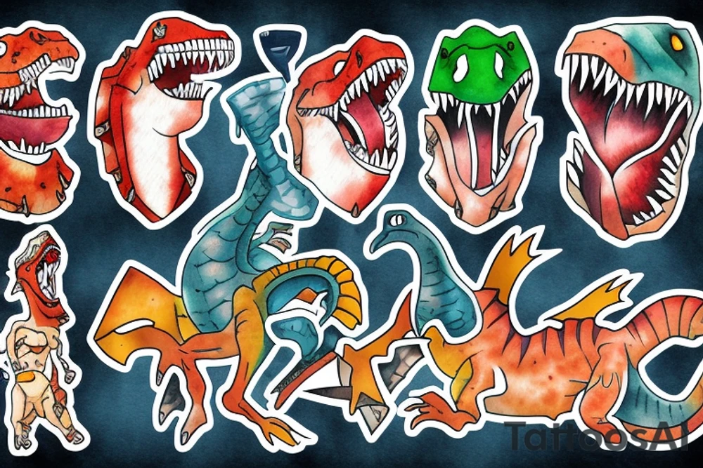 football dinosaur messi tattoo idea