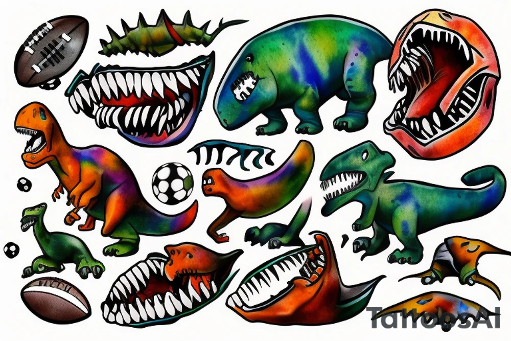 football dinosaur messi tattoo idea