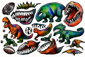 football dinosaur messi tattoo idea