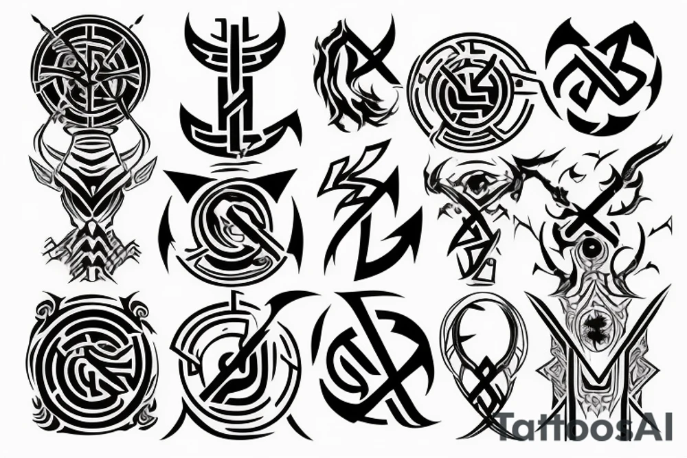 cyber sigil mythical rune tattoo idea