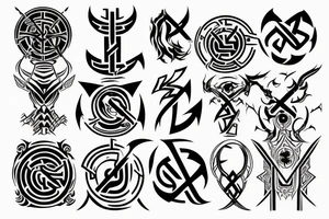 cyber sigil mythical rune tattoo idea