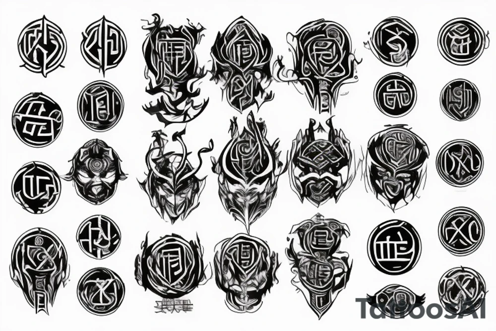 cyber sigil mythical rune demon symbols tattoo idea