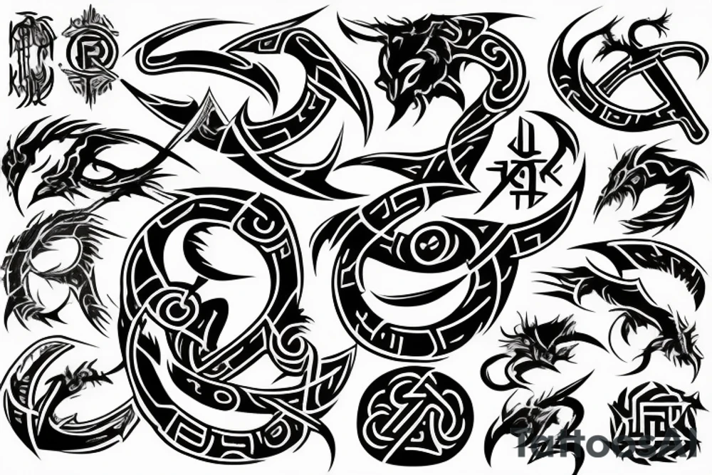 cyber sigil mythical rune demon symbols tattoo idea