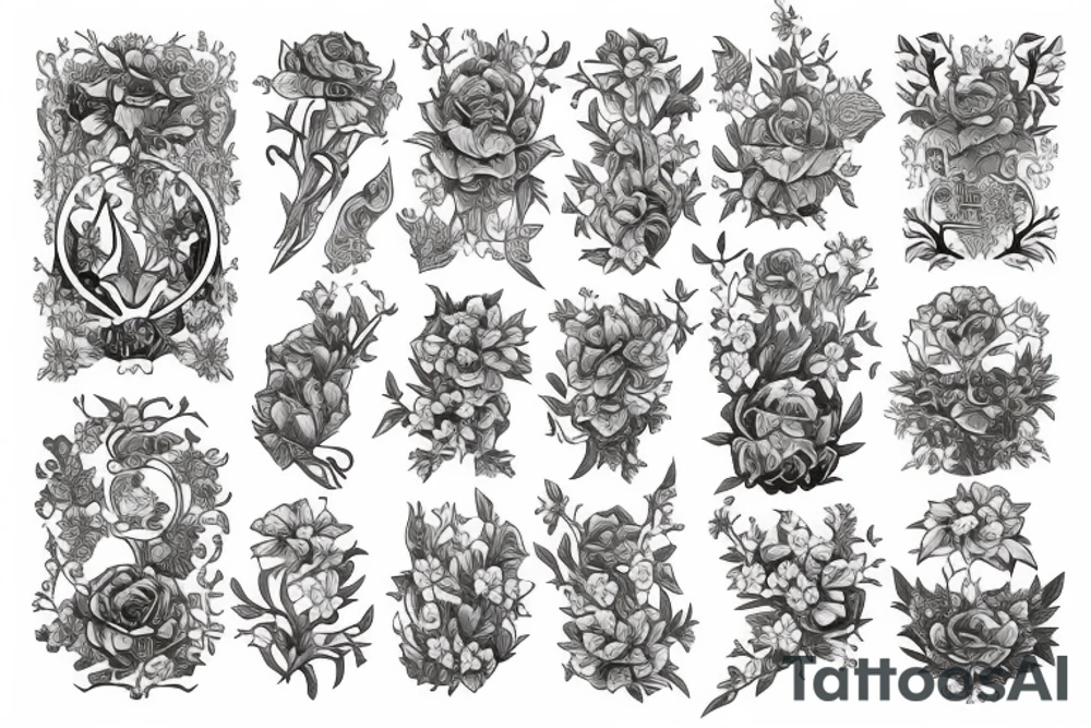 village flowers medieval tattoo idea